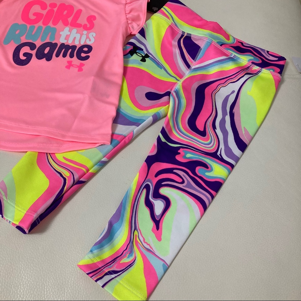 Under Armour cute pink neon leggings set 1002 - Picture 3 of 6